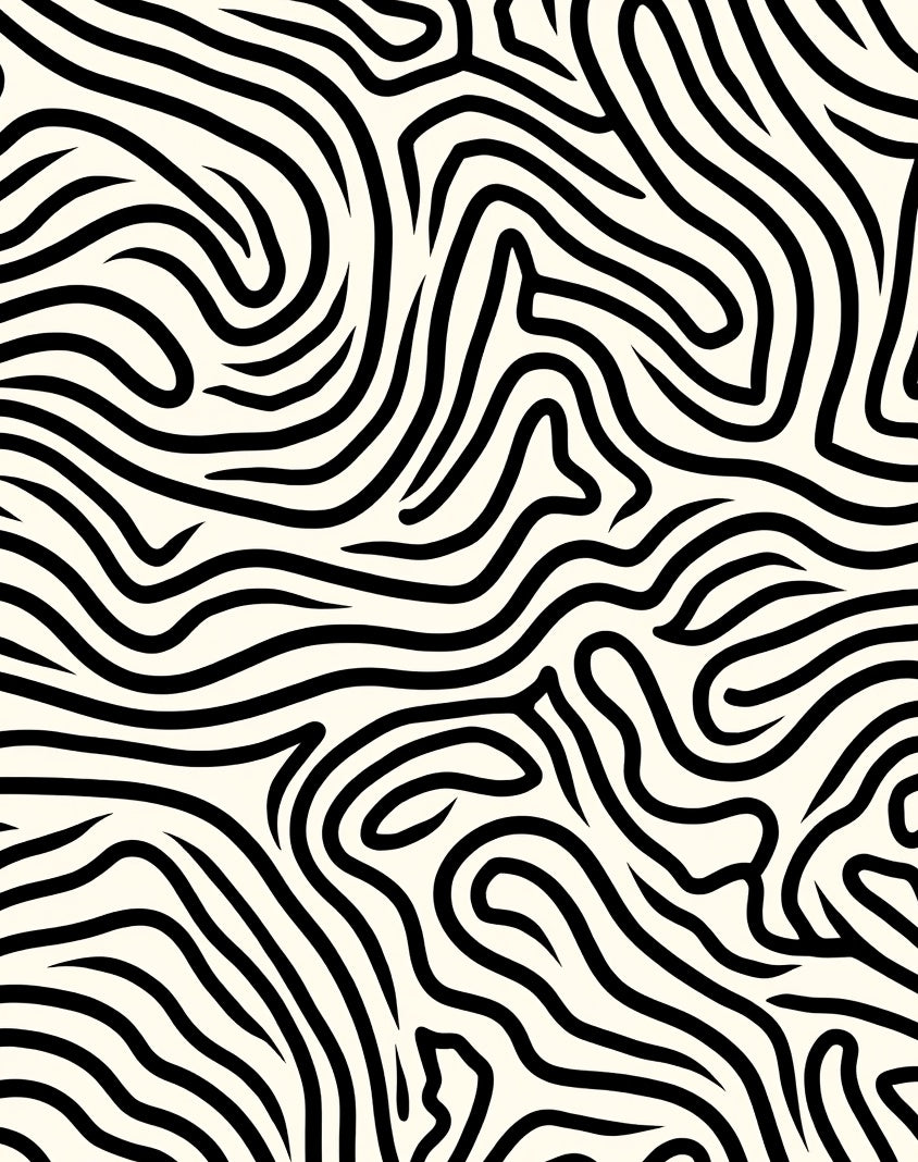 Bold Black White Abstract Lines Rug