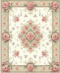 Floral Elegance Pink Green Pattern Rug