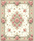 Floral Elegance Pink Green Pattern Rug