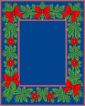 Festive Red Bow Green Pine Frame Rug
