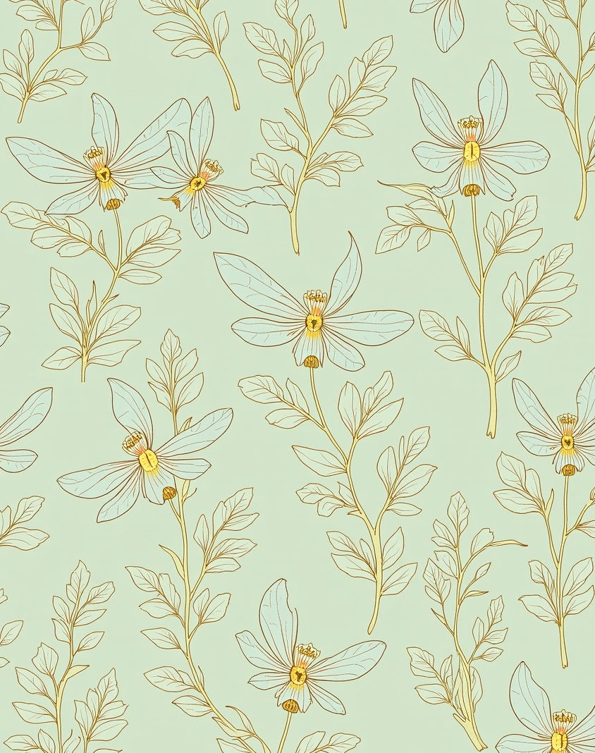 Delicate Floral Leaf Pattern Rug