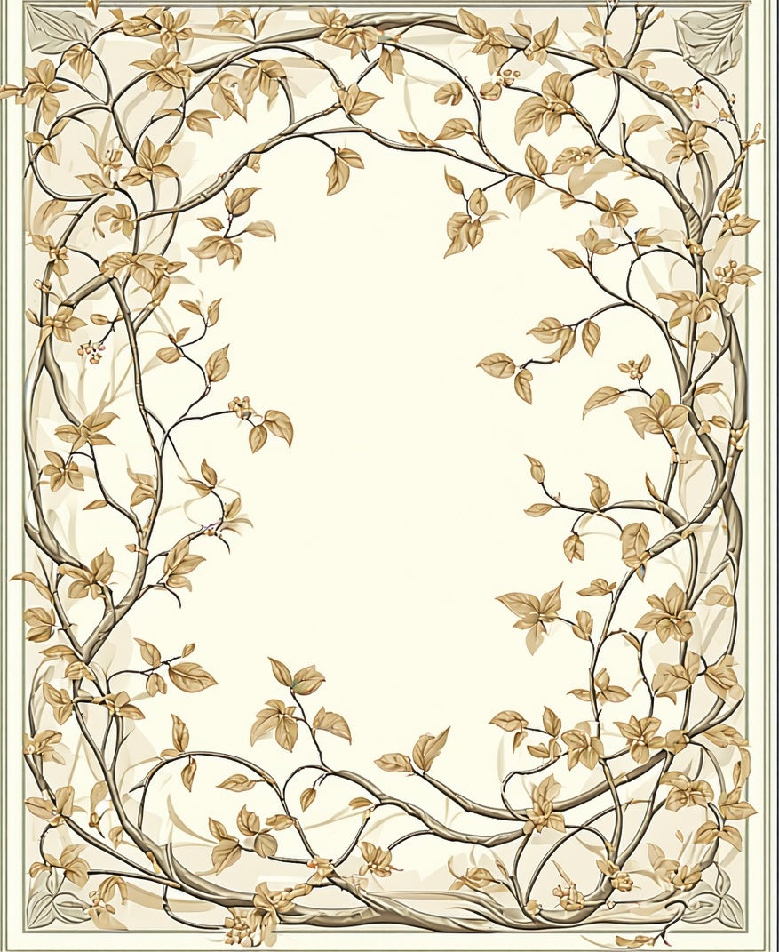Elegant Floral Vine With Golden Leaves Rug