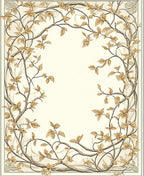 Elegant Floral Vine With Golden Leaves Rug