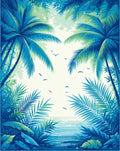Tropical Palm Tree Coastal Scene Rug