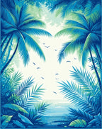 Tropical Palm Tree Coastal Scene Rug