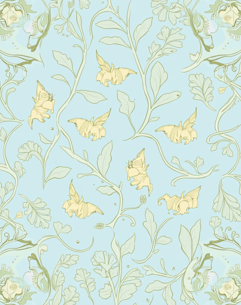 Floral Garden Whimsical Butterfly Pattern Rug