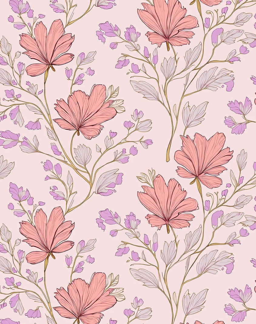 Delicate Floral Vine Pattern Rug