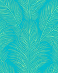 Turquoise Feather Line Art Design Rug