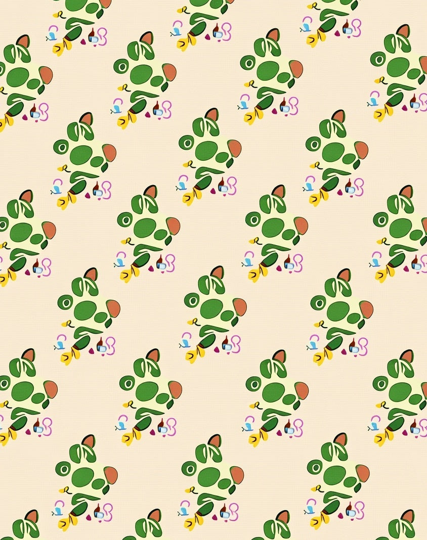 Playful Green Dot Leaf Pattern Rug