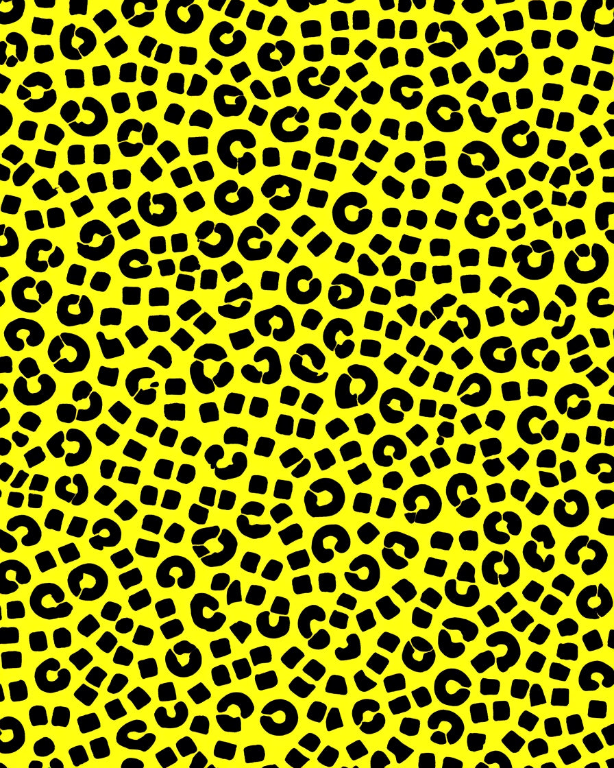 Bright Yellow Black Animal Print Rug