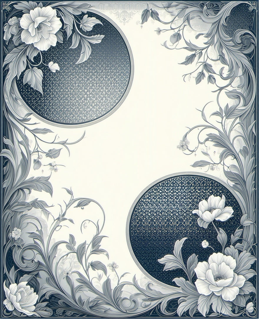 Monochromatic Floral Swirl Scroll Rug