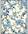 Elegant Blue Blossom Branch Pattern Rug