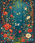 Enchanted Forest Dragonflies Peonies Rug