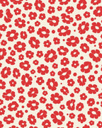 Red Blossom Pattern 50s Style Rug