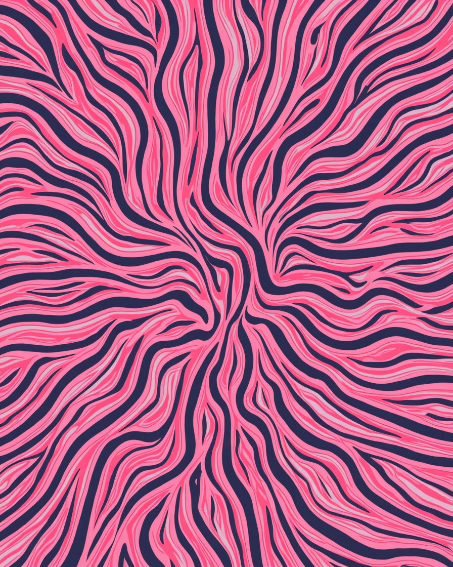 Pink Navy Abstract Zebra Stripes Rug