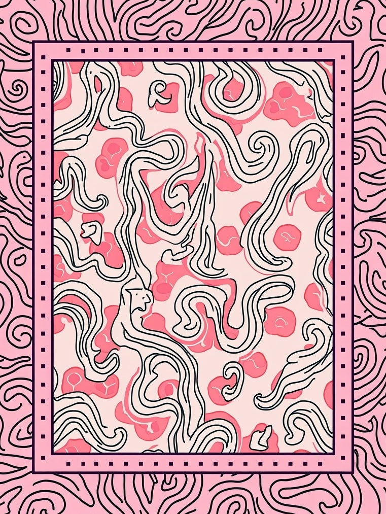 Whimsical Pink Flow Art Pattern Rug