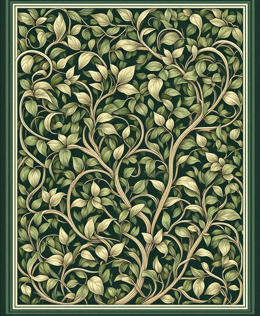 Classic Green Botanical Vine Rug