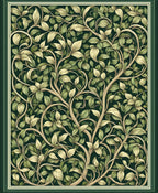 Classic Green Botanical Vine Rug