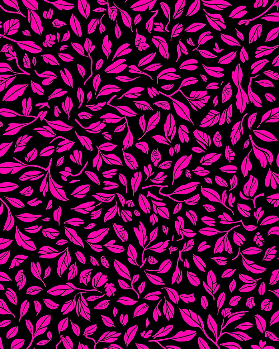 Hot Pink Floral Vines Pattern Rug