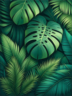 Lush Green Tropical Foliage Rug