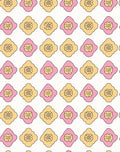 Pink Yellow Floral Diamond Pattern Rug