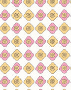 Pink Yellow Floral Diamond Pattern Rug