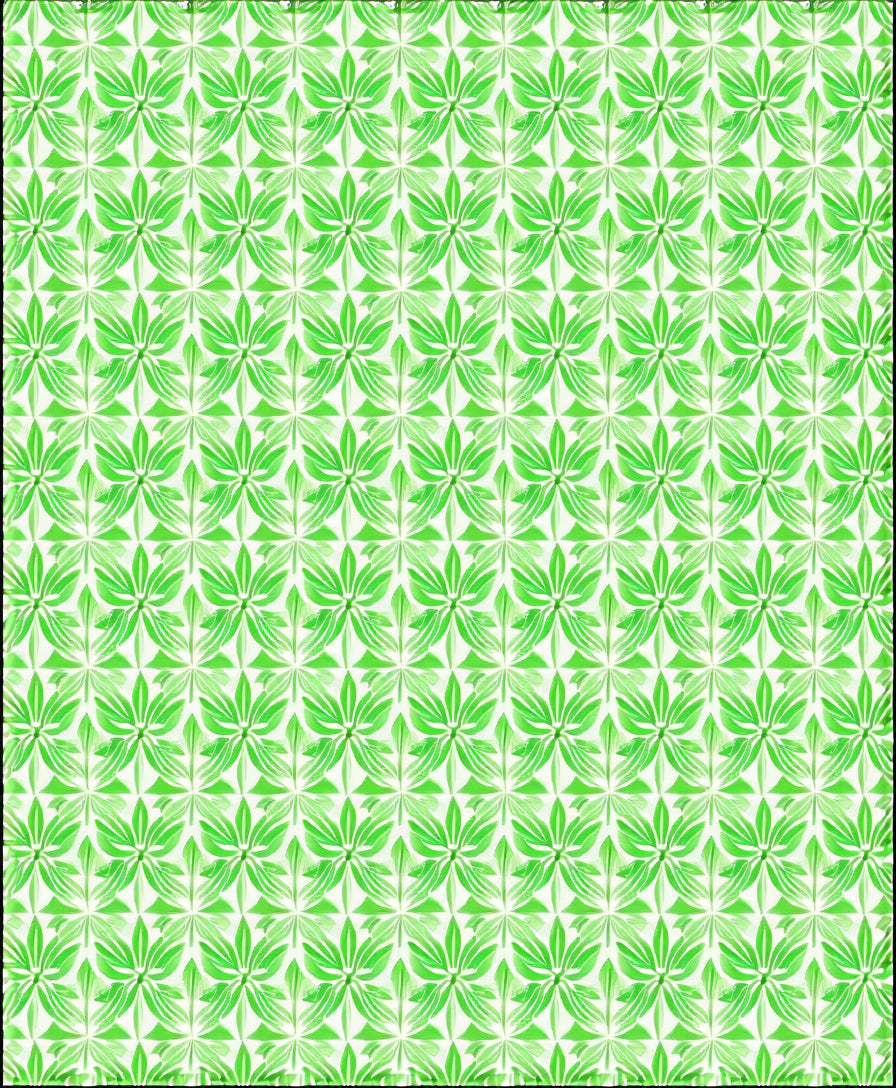 Verdant Leaf Patterned Geometric Rug