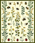 Whimsical Bees and Ladybugs Garden Print Rug
