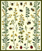 Whimsical Bees and Ladybugs Garden Print Rug