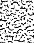 Abstract Organic Shapes Black And White Pattern Rug