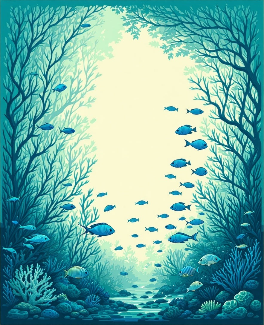 Ocean Coral Reef Fish Pattern Rug
