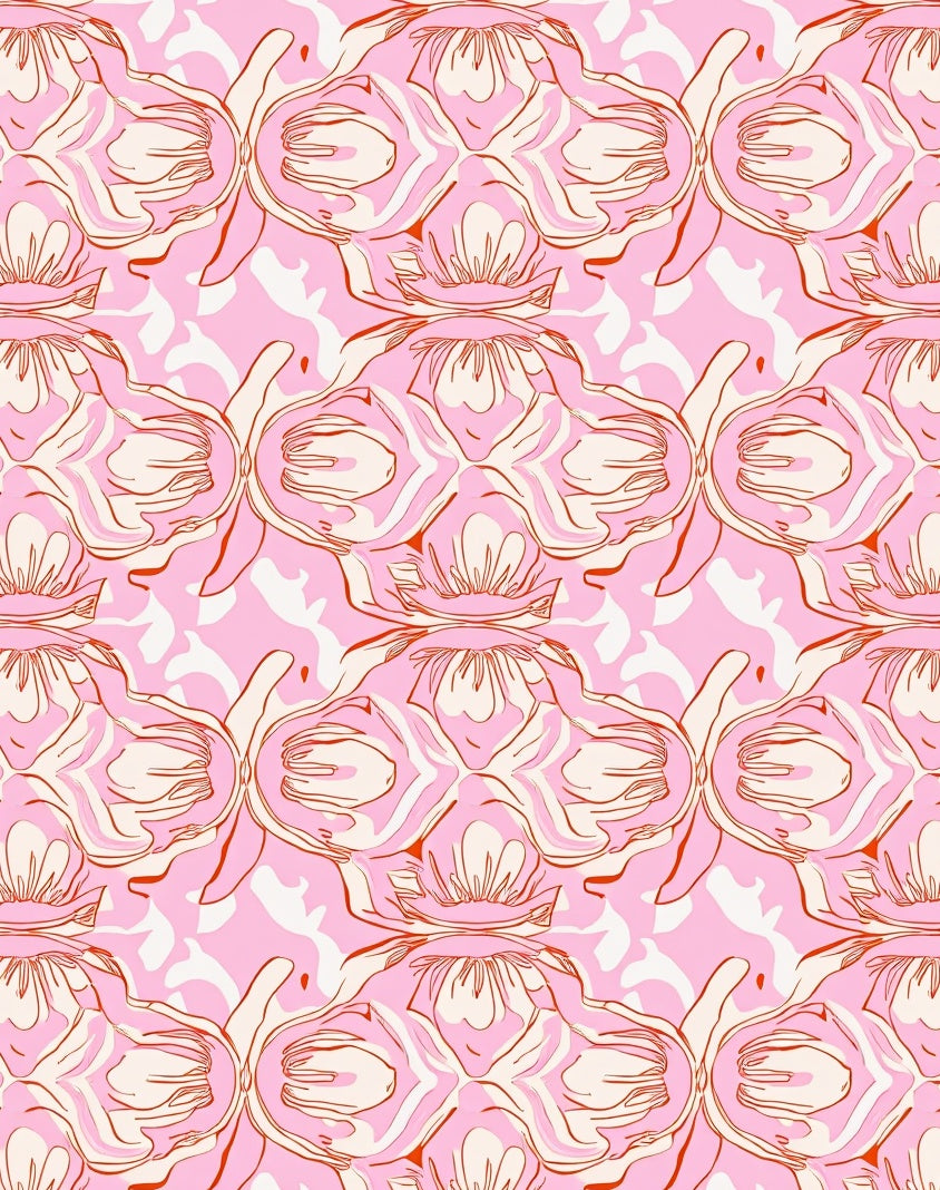 Pink Floral Abstract Pattern Rug