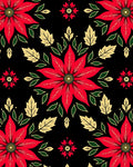 Vibrant Red Poinsettia Floral Medallions Rug