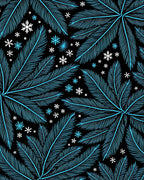 Light Blue Pine Frond Snow Flurry Rug