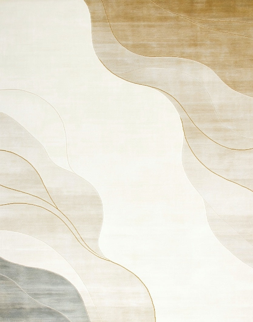 Neutral Wave Abstract Rug