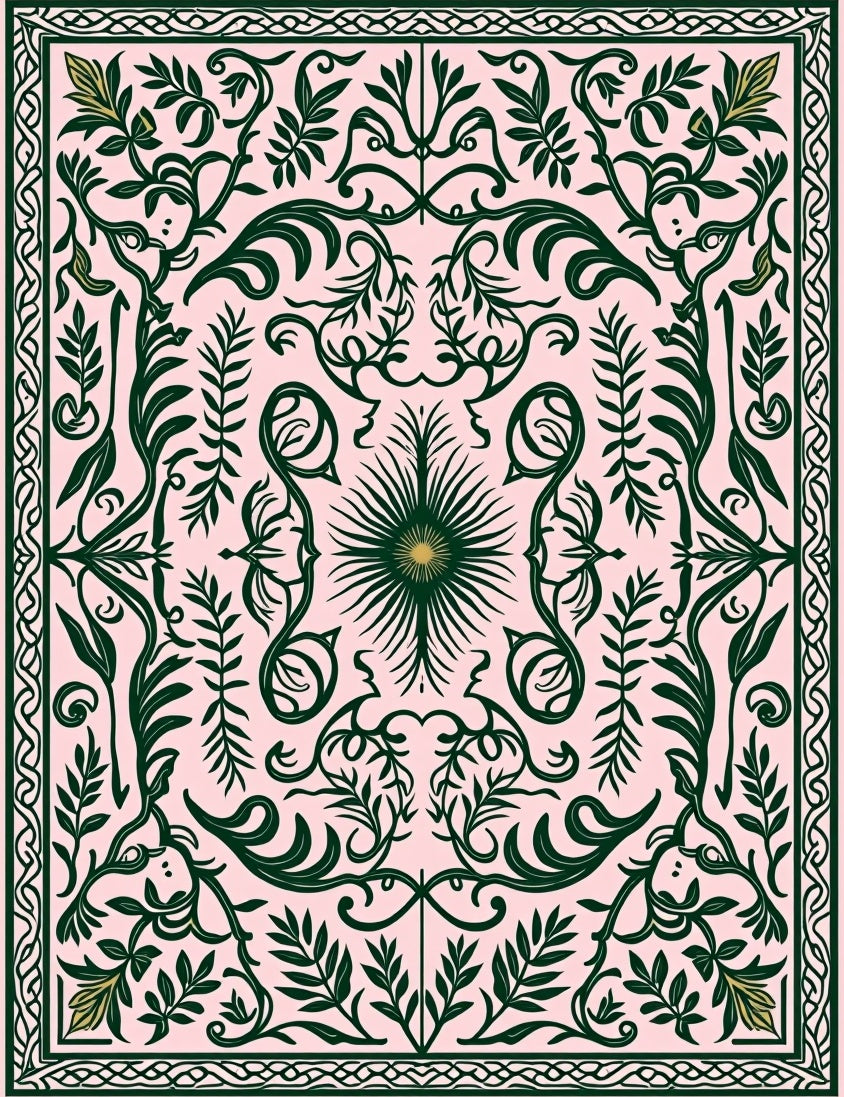 Emerald Green Fern Tropical Manor Rug