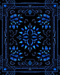 Intense Blue Floral Art Nouveau Rug