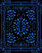Intense Blue Floral Art Nouveau Rug
