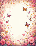 Whimsical Pink Floral Butterfly Garden Rug