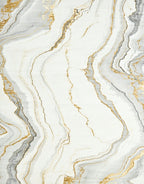 White Marble Abstract Gold Vein Rug