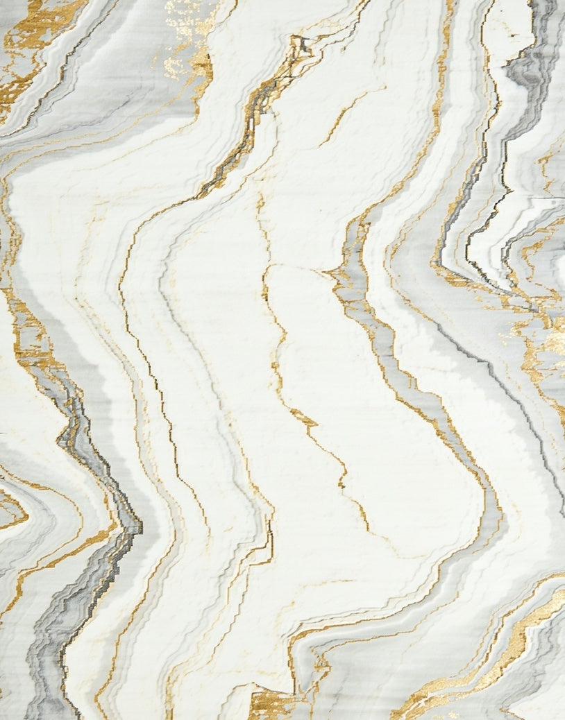 White Marble Abstract Gold Vein Rug