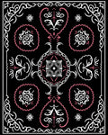 Black White Floral Scroll Rug