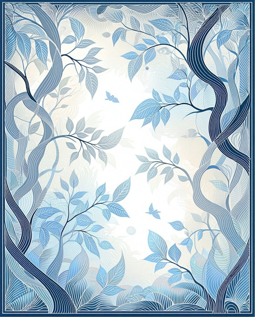 Enchanting Blue Forest Pattern Rug