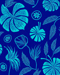 Tropical Blue Floral Botanical Design Rug