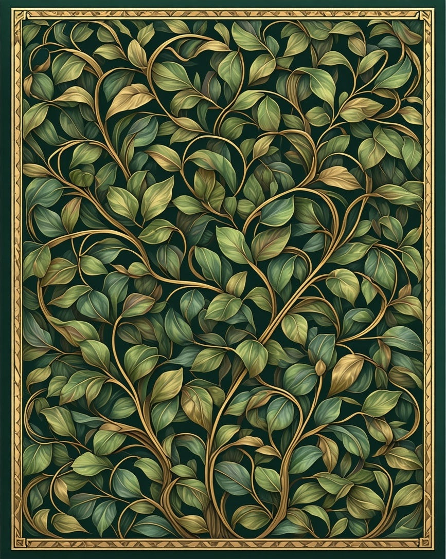 Art Nouveau Botanical Vines Pattern Rug