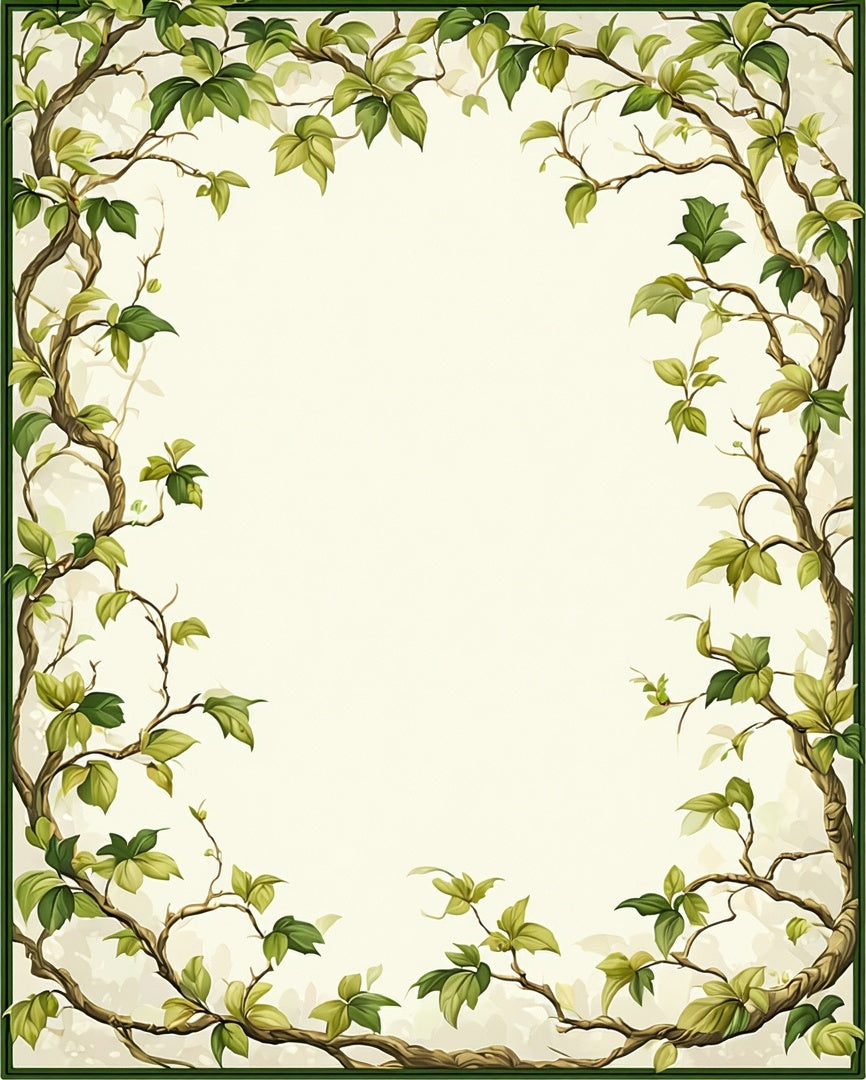 Vines And Green Leaves Botanical Pattern Rug