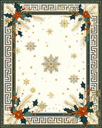 Festive Holly Snowflake Border Pattern Rug
