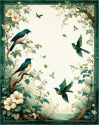 Serene Birds and Blossoms Nature Design Rug
