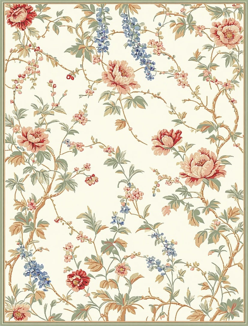 Floral Garden Branch Pattern Rug