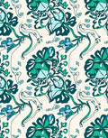 Earthy Teal Abstract Floral Pattern Rug